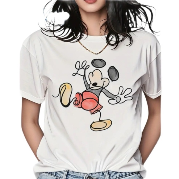 Women’s Disney Inspired Mickey Mouse Sketch White T-Shirt - Size XL - NWOT - Picture 1 of 5